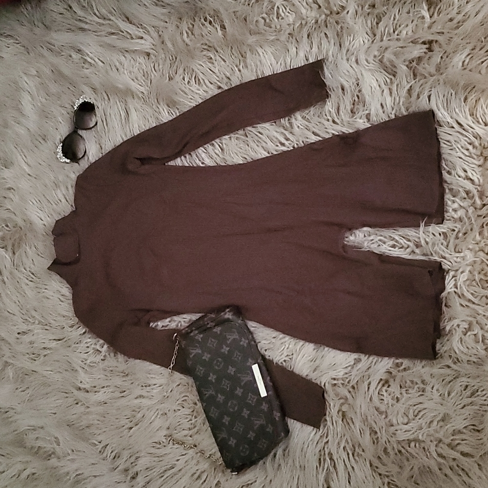 Fashion Nova/ Brown Ribbed Long sleeve Short Jumpsuit